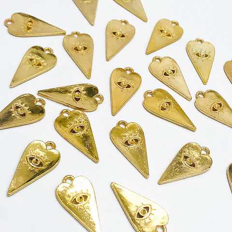 CORAZÓN OJO TURCO BAÑO DE ORO T7029