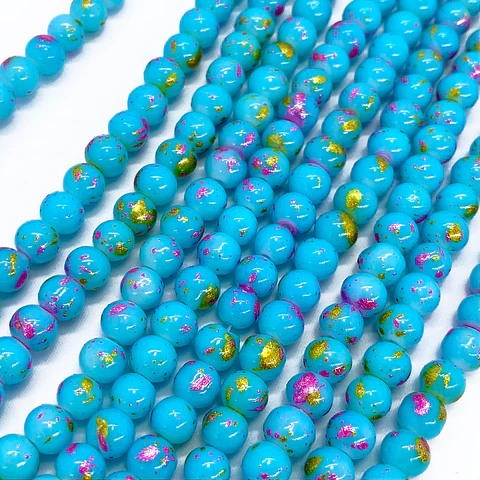 Perla Manchada de Colores • Vidrio • 6 mm