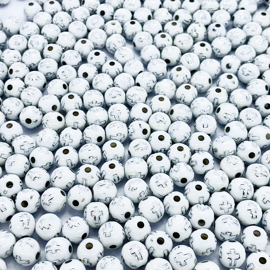 SEPARADOR ✦ BOLA CRUZ BLANCO/PLATEADO 8MM 1