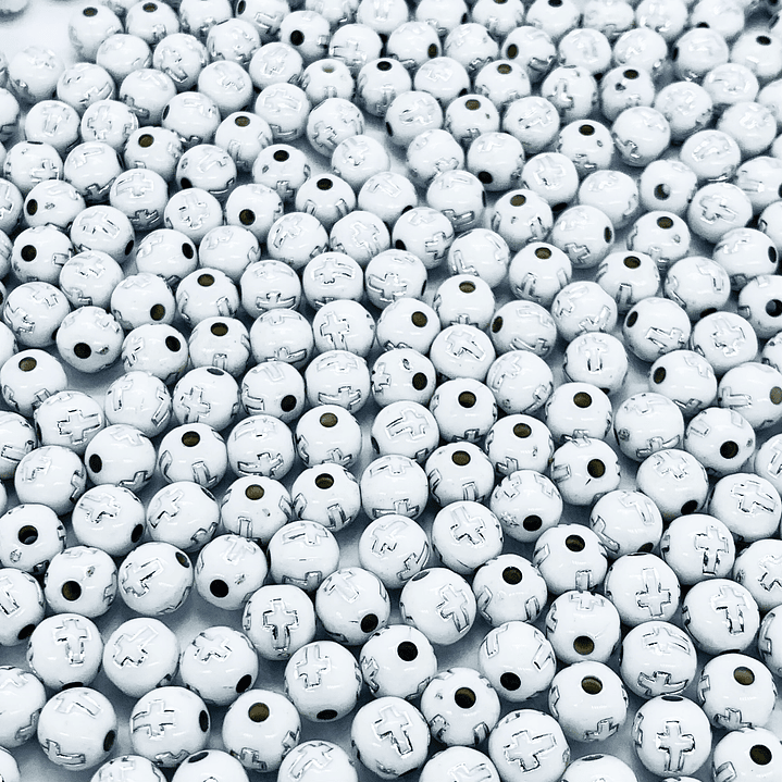 SEPARADOR ✦ BOLA CRUZ BLANCO/PLATEADO 8MM 1