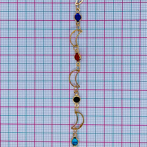 CADENA LUNA Y CRISTALES EN BAÑO DE ORO MK-374-MT