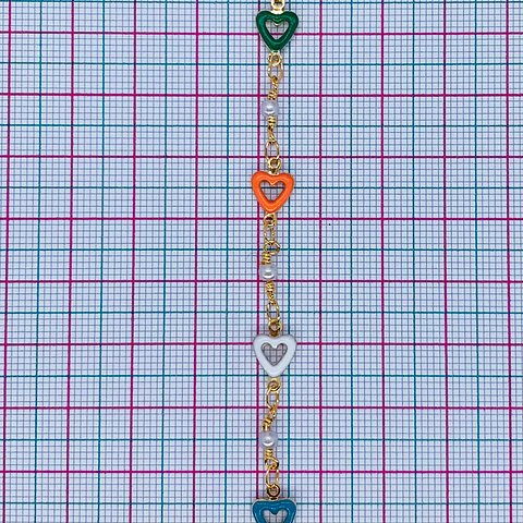 CADENA CORAZONES RESINA BAÑO DE ORO MK-377-MT