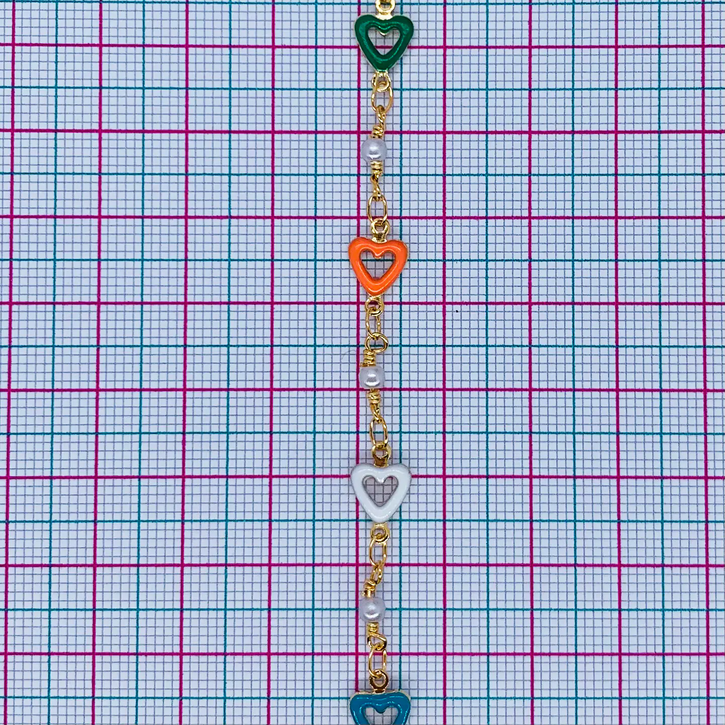 CADENA CORAZONES RESINA BAÑO DE ORO MK-377-MT 2