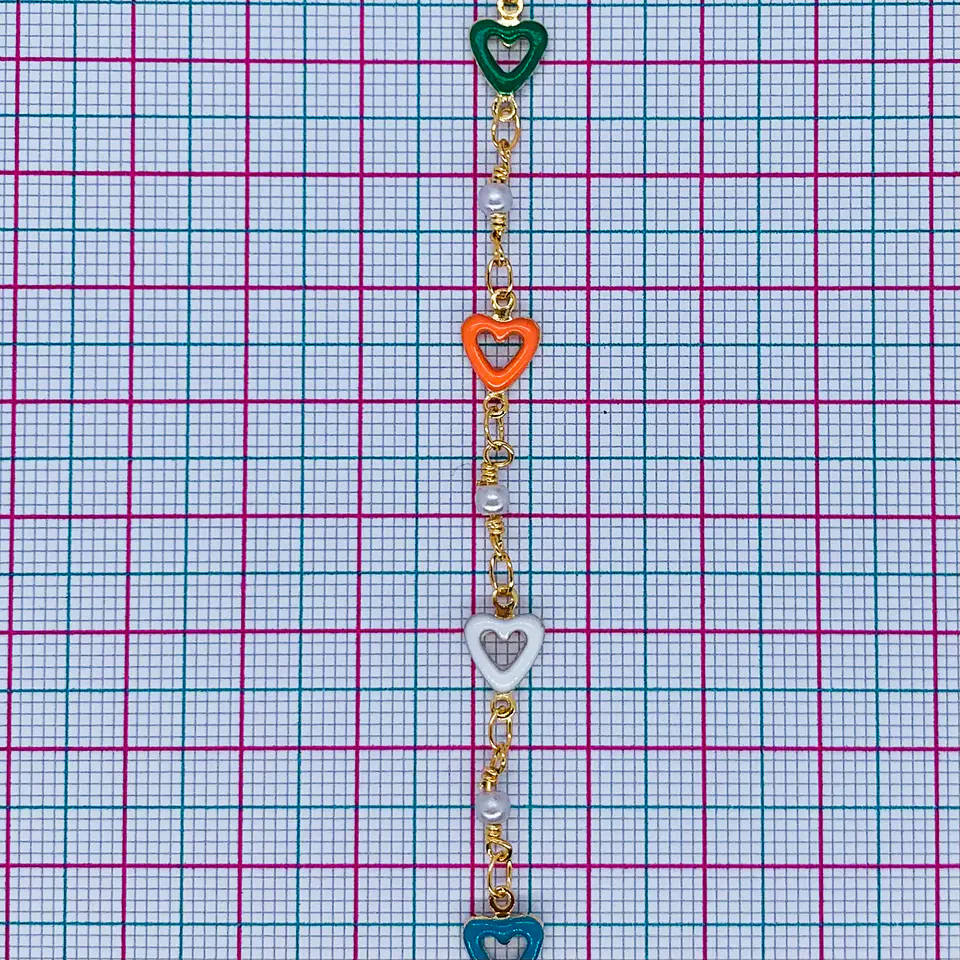 CADENA CORAZONES RESINA BAÑO DE ORO MK-377-MT 2