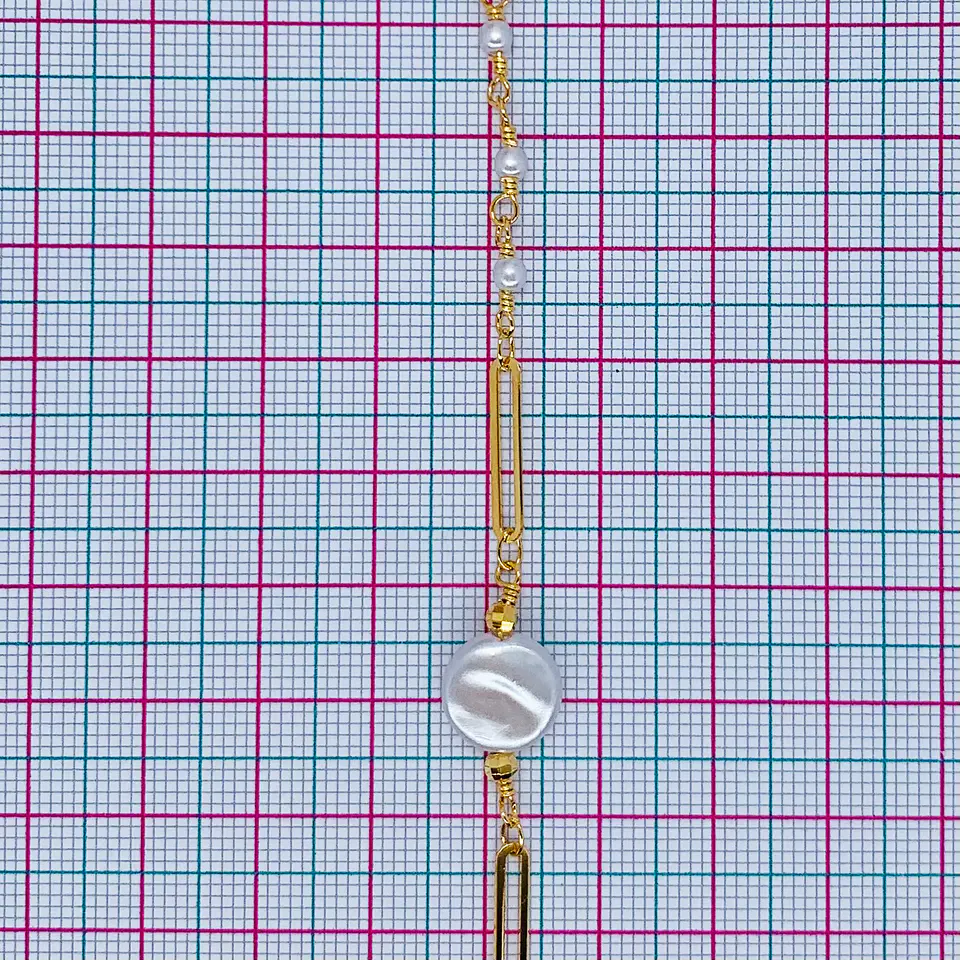 CADENA DISCO PERLADO EN BAÑO DE ORO MK-378-MT 2