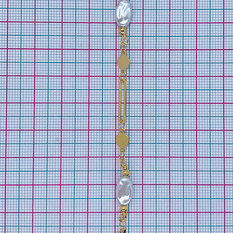 CADENA PERLA CON LENTEJUELA EN BAÑO DE ORO MK-384-MT