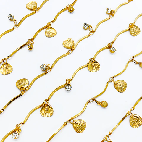 CADENA ✦ CONCHAS DE MAR EN BAÑO DE ORO 