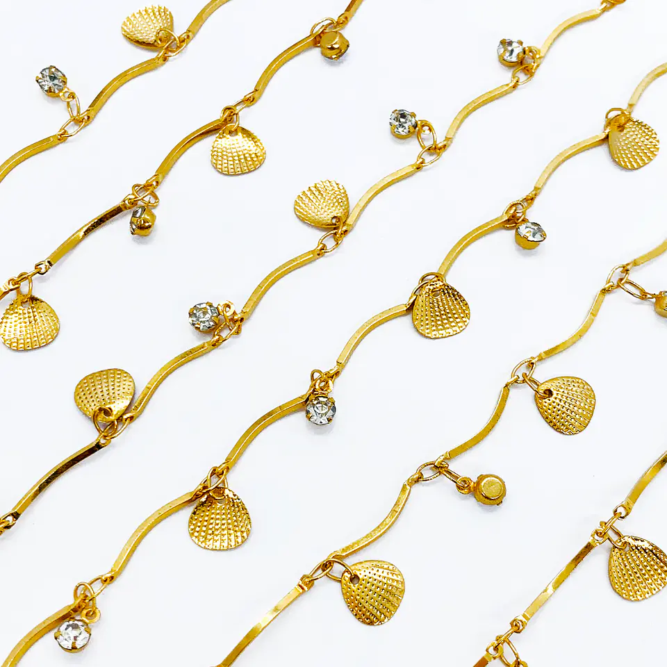 CADENA ✦ CONCHAS DE MAR EN BAÑO DE ORO  1