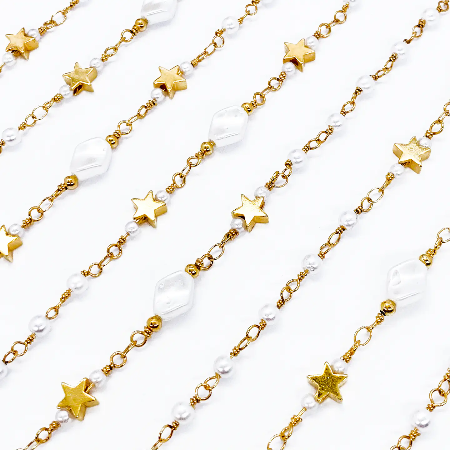 CADENA ESTRELLA PERLA EN BAÑO DE ORO MK-331-MT 1