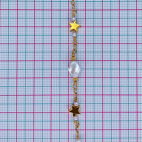 CADENA ESTRELLA PERLA EN BAÑO DE ORO MK-331-MT