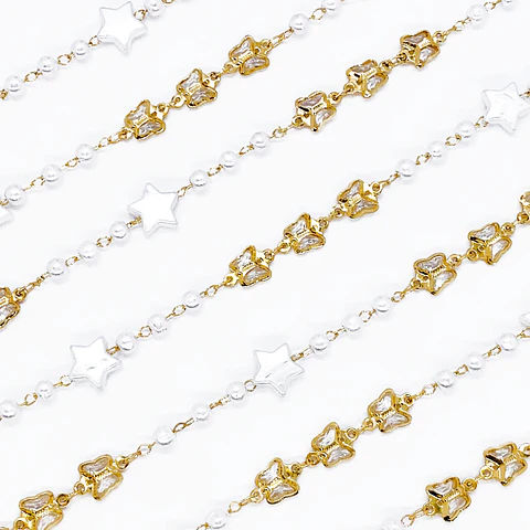 CADENA MARIPOSA CRISTAL BAÑO DE ORO MK-365-MT