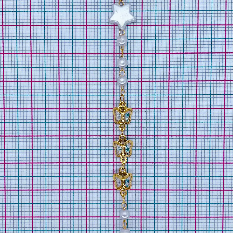 CADENA MARIPOSA CRISTAL BAÑO DE ORO MK-365-MT 2