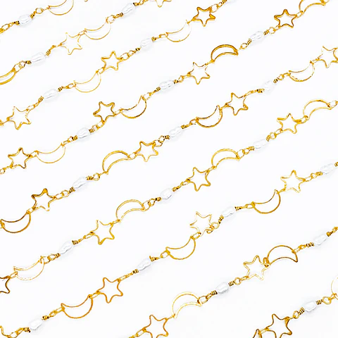 CADENA LUNA Y ESTRELLA BAÑO DE ORO MK-373-MT