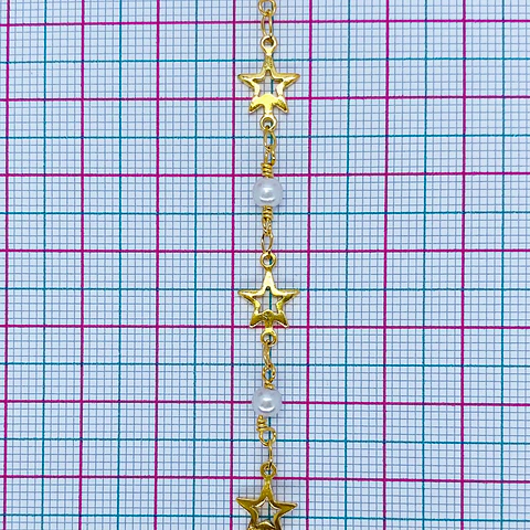 CADENA ESTRELLA PERLA BAÑO DE ORO CA-48-MT