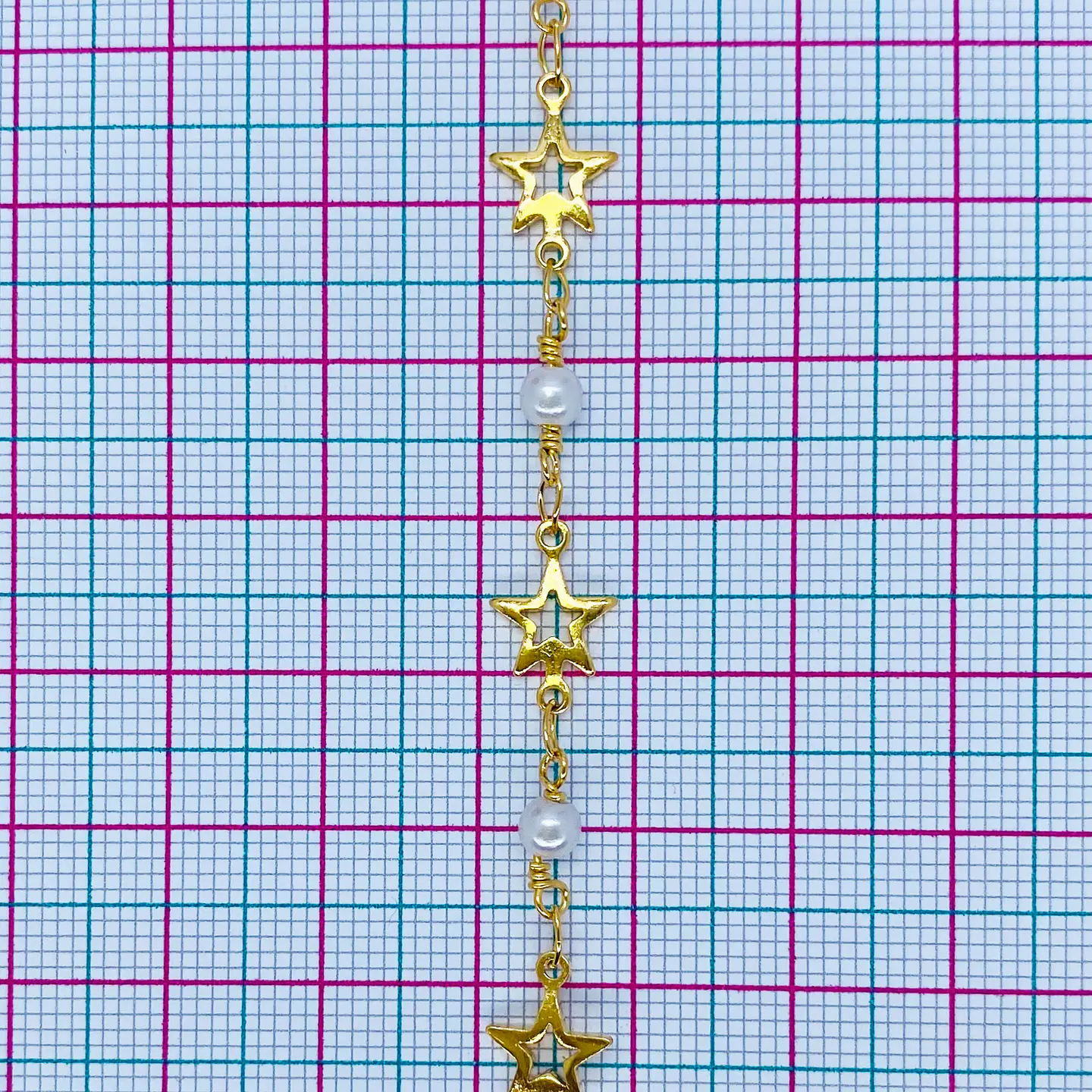 CADENA ESTRELLA PERLA BAÑO DE ORO CA-48-MT 2