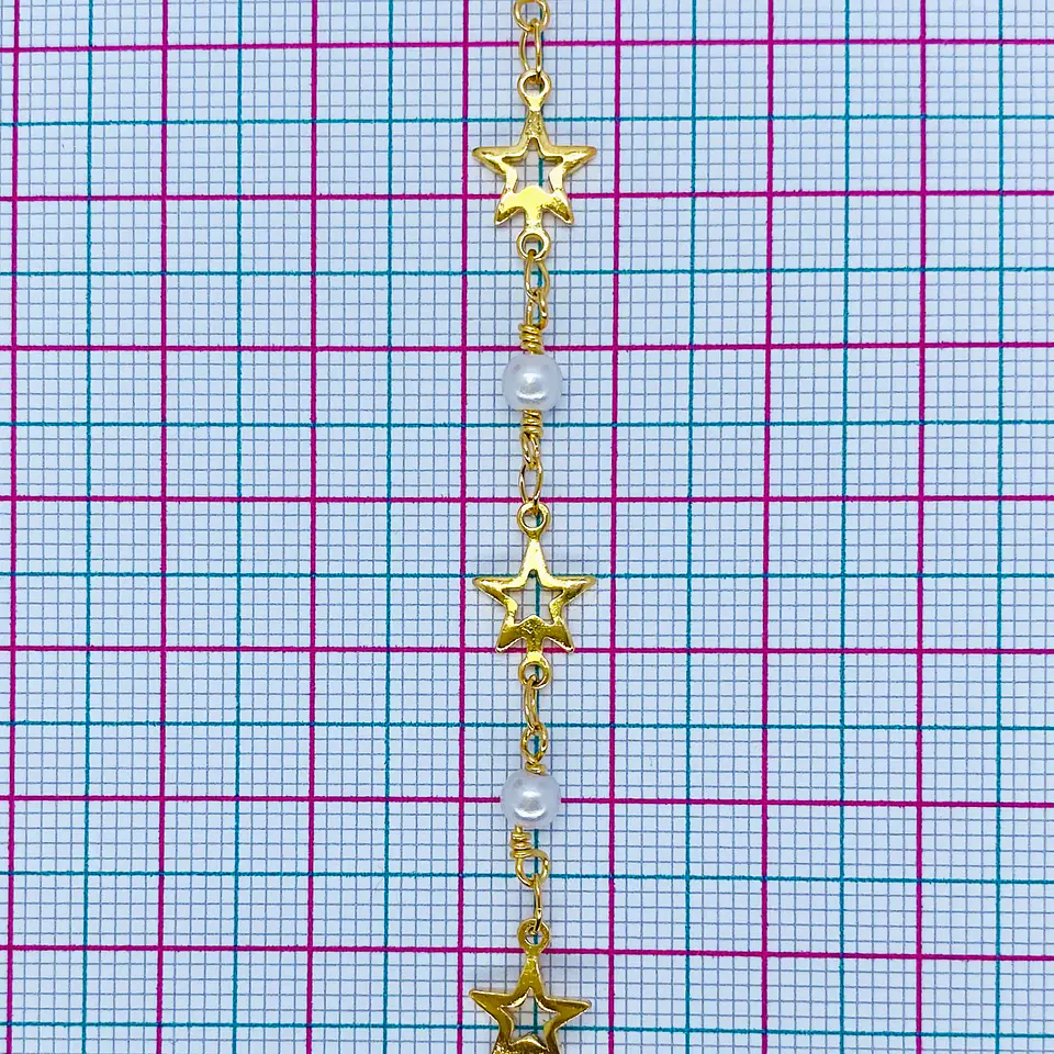 CADENA ESTRELLA PERLA BAÑO DE ORO CA-48-MT 2