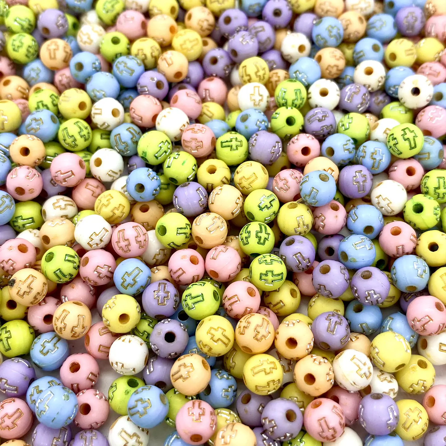 SEPARADOR BOLA ✦ CRUZ BLANCO/DORADO (ELIGE TU COLOR FAVORITO) 6MM 3
