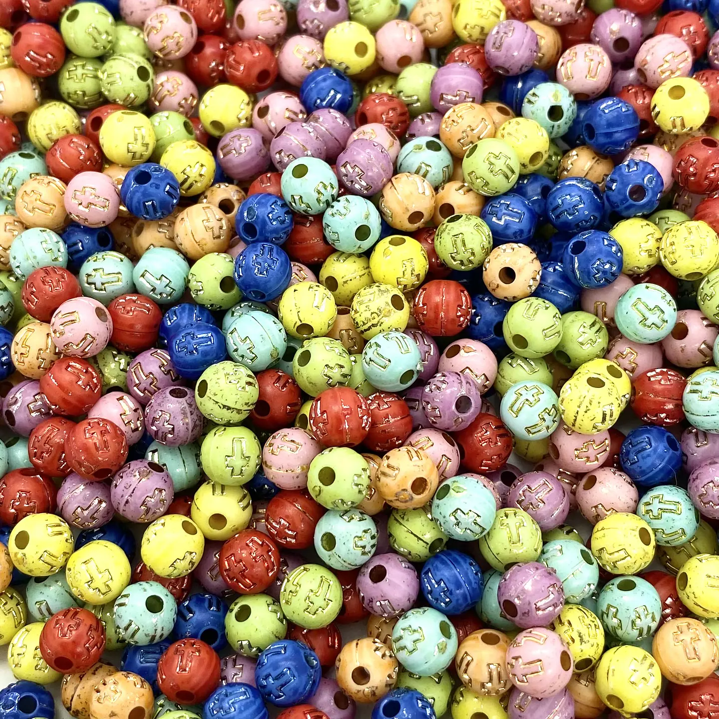 SEPARADOR BOLA ✦ CRUZ BLANCO/DORADO (ELIGE TU COLOR FAVORITO) 6MM 4