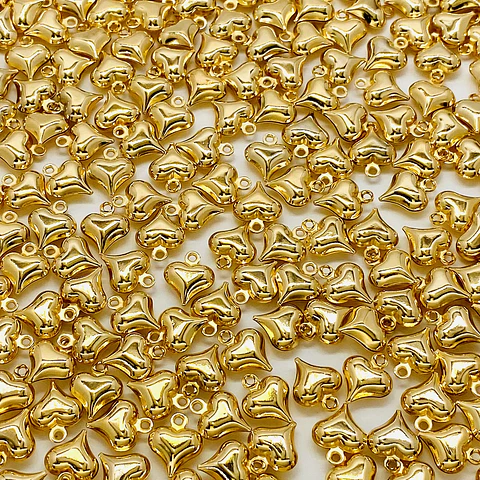 DIJE ✦ CORAZÓN BURBUJA BAÑO DE ORO 
