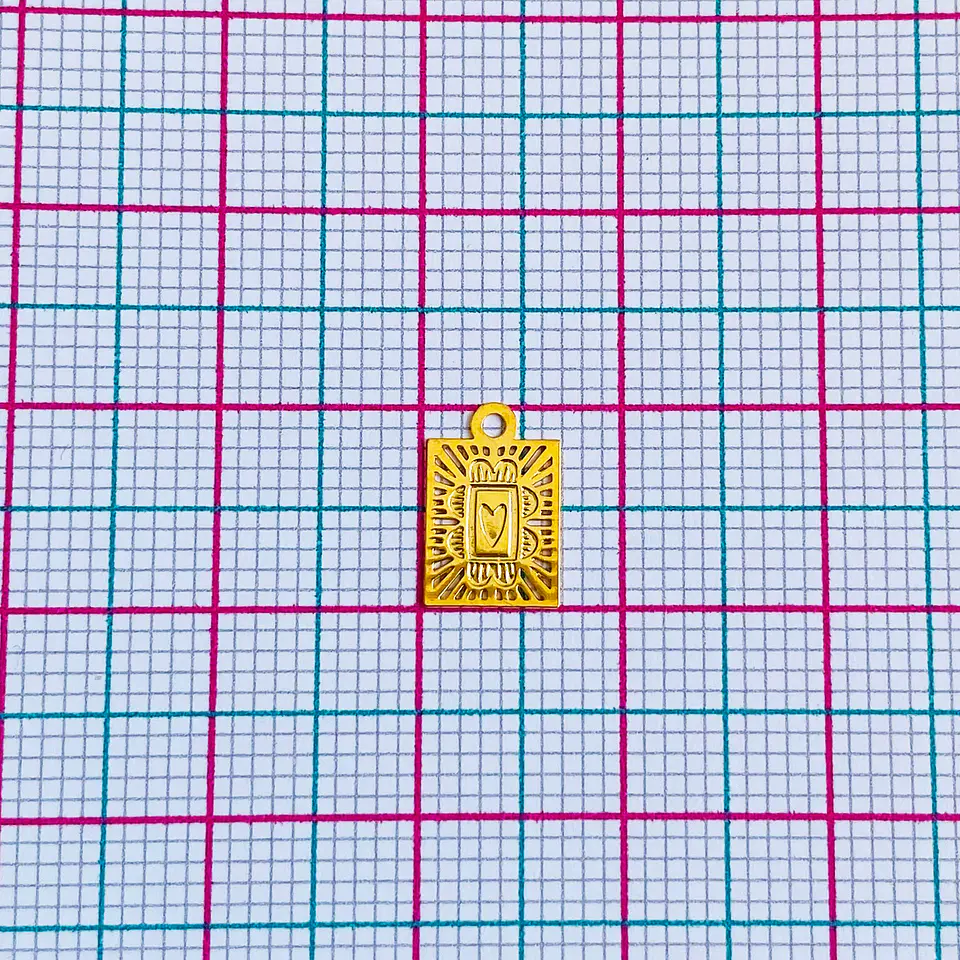 CORAZÓN PLACA MINI DIJE BAÑO DE ORO SQ-1458-G 2