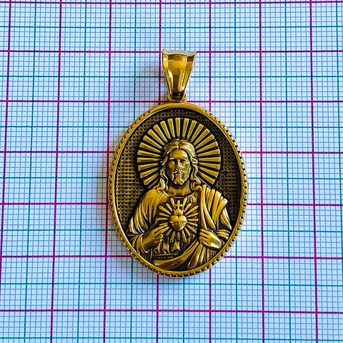MEDALLA CORAZÓN DE JESÚS ACERO