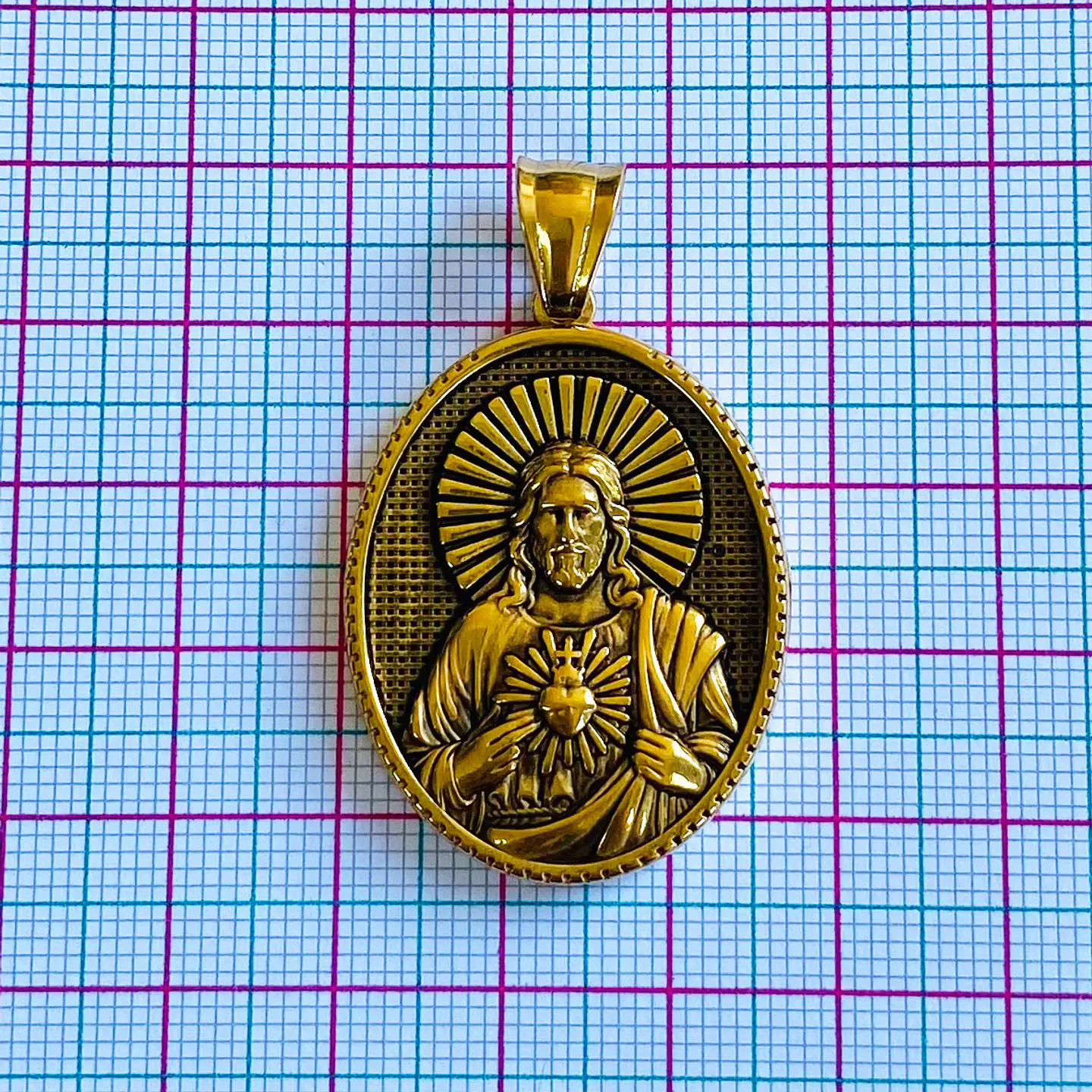 MEDALLA CORAZÓN DE JESÚS ACERO 2