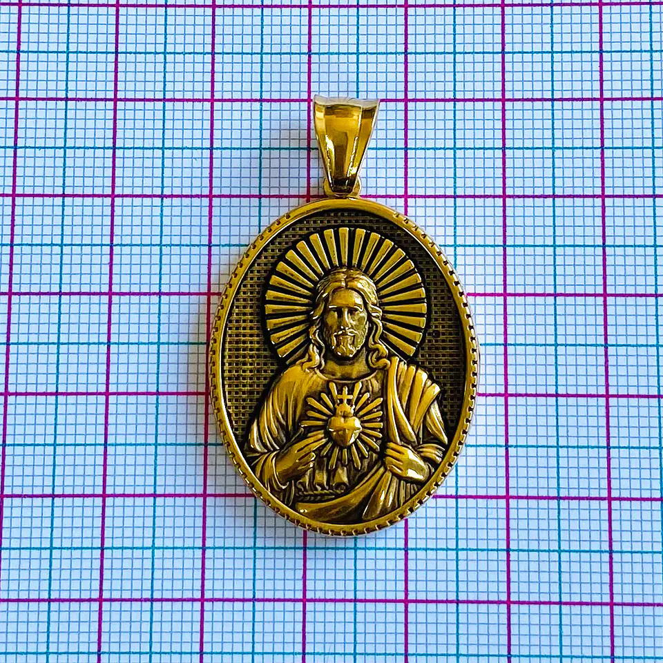MEDALLA CORAZÓN DE JESÚS ACERO 2