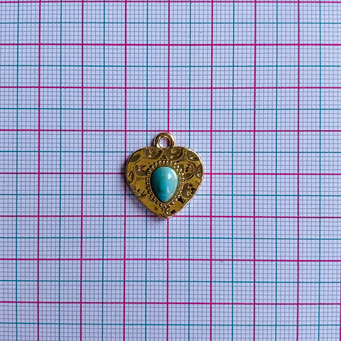 DIJE CORAZÓN RODIO CON PIEDRA FÓSIL MY-51