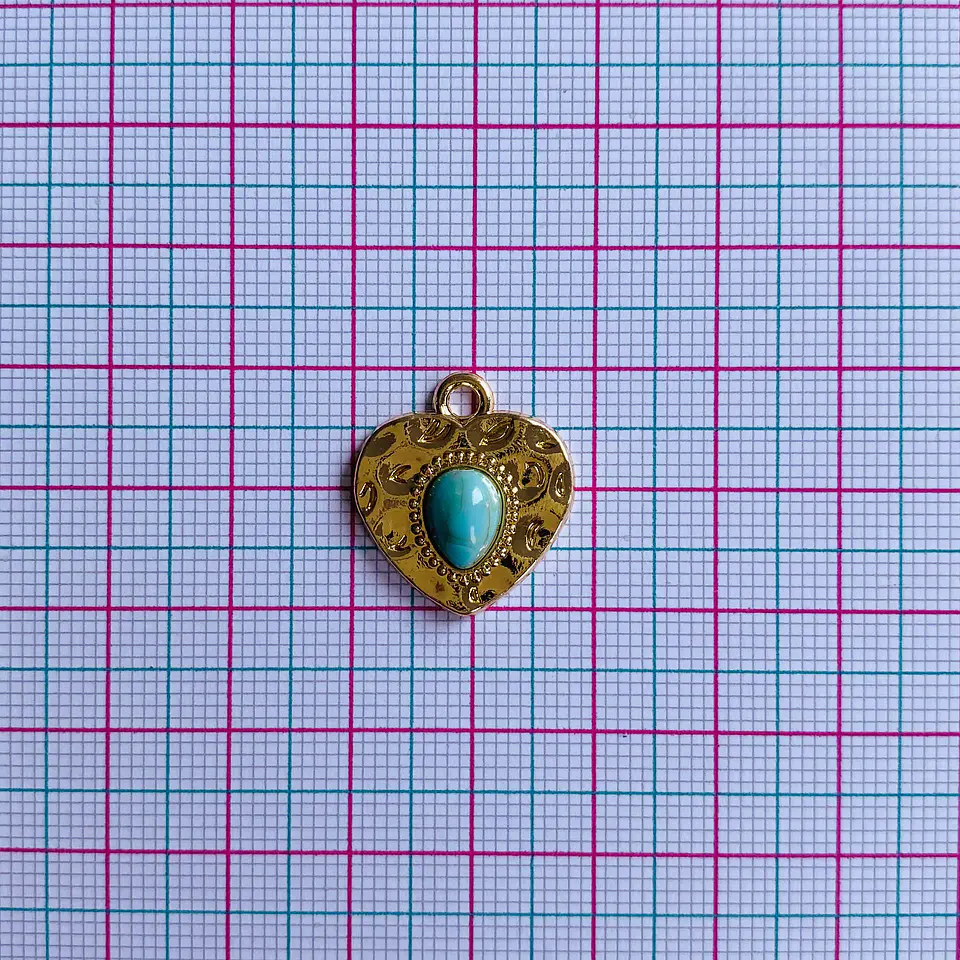 DIJE CORAZÓN RODIO CON PIEDRA FÓSIL MY-51 2