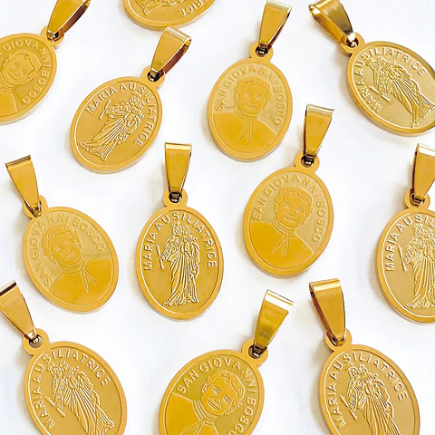 MEDALLA MARIA AUXILIADORA Y SAN JUAN BOSCO ACERO