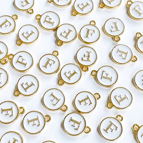 DIJE LETRA F BAÑO DE ORO SIN77-F-GOLD
