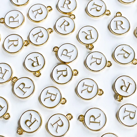 DIJE LETRA R BAÑO DE ORO SIN77-R-GOLD