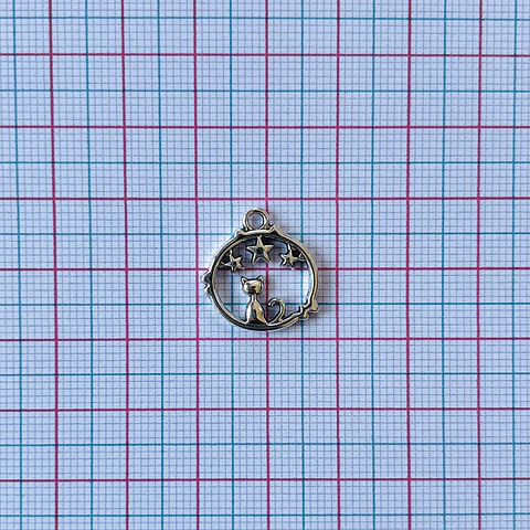DIJE GATO Y ESTRELLAS ZAMAK W-9328