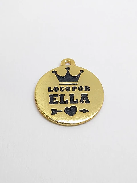 PLACA LOCO POR ELLA BAÑO DE ORO T3266                                        