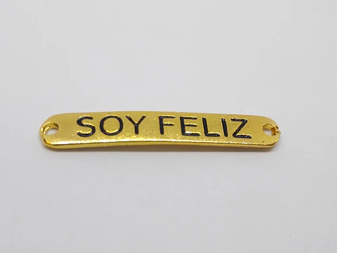 PLACA SOY FELIZ BAÑO DE ORO T5161                             