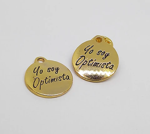 PLACA YO SOY OPTIMISTA BAÑO DE ORO T4125                                                                 