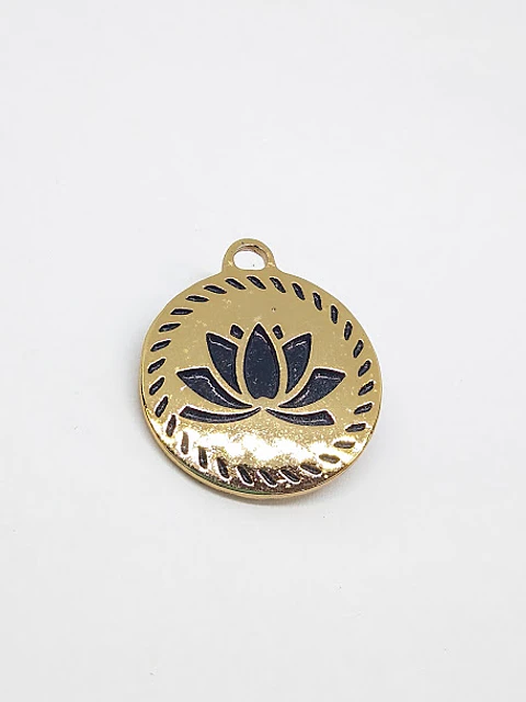 PLACA FLOR DE LOTO BAÑO DE ORO T3107                                               