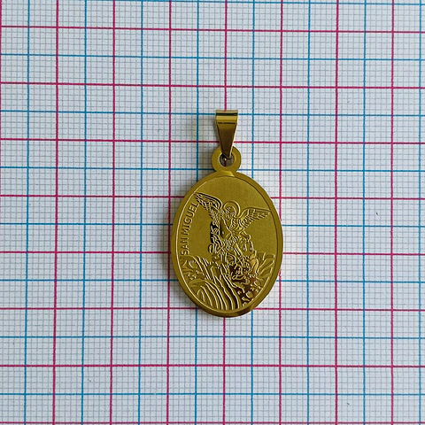 MEDALLA SAN MIGUEL ARCANGEL ACERO DORAO
