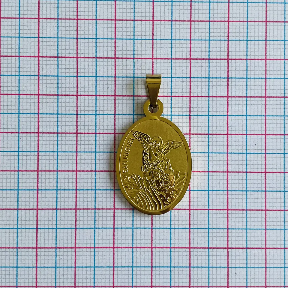 MEDALLA SAN MIGUEL ARCANGEL ACERO DORAO 2