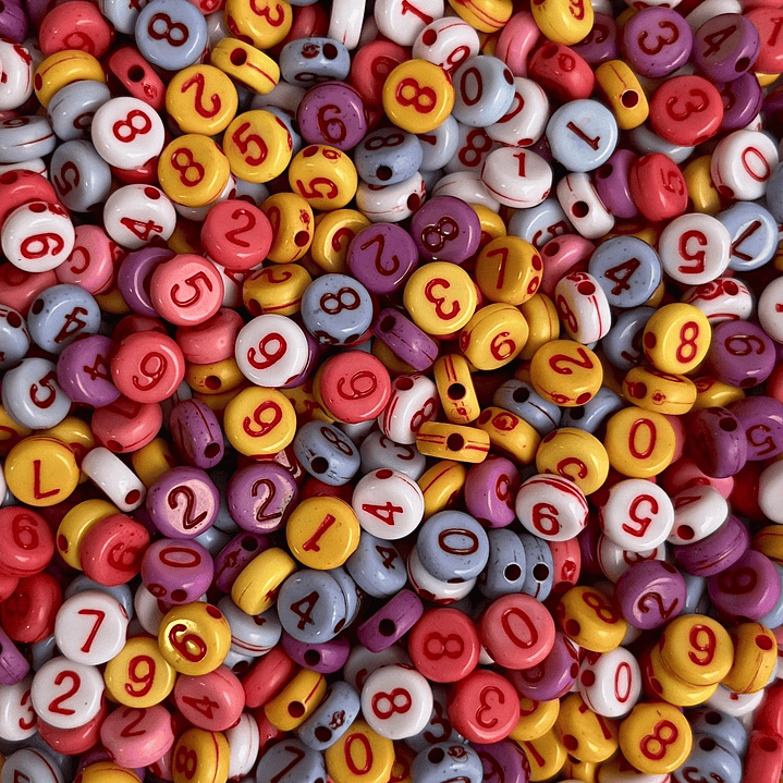 ENSAMBLE PASTILLA NÚMEROS ROJOS FONDO COLORES B327/T 1