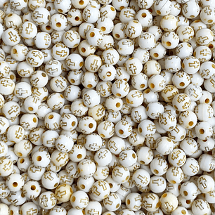 SEPARADOR BOLA ✦ CRUZ BLANCO/DORADO (ELIGE TU COLOR FAVORITO) 6MM