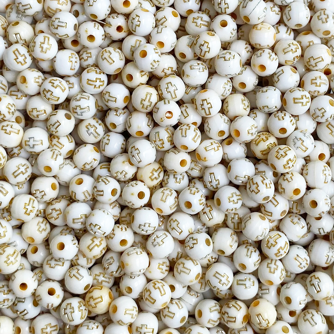 SEPARADOR BOLA ✦ CRUZ BLANCO/DORADO (ELIGE TU COLOR FAVORITO) 6MM 1