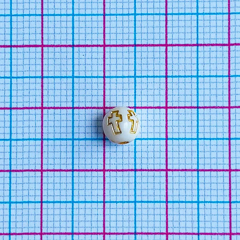 SEPARADOR BOLA ✦ CRUZ BLANCO/DORADO (ELIGE TU COLOR FAVORITO) 6MM