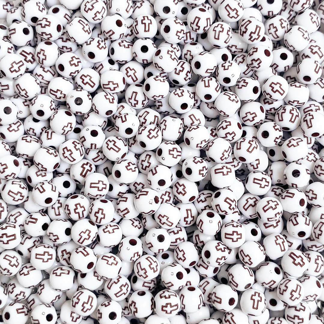 SEPARADOR ✦ BOLA CRUZ BLANCO/CAFE 6MM 1