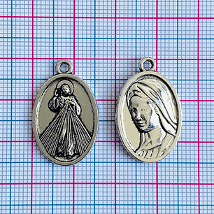 MEDALLA ✦ VIRGEN DE MEDJUGORJE / JESÚS DE LA MISERICORDIA EN ZAMAK