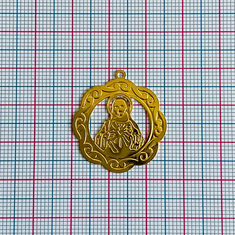 Dije Sagrado Corazón de Jesús • Baño de Oro • 25x27 mm