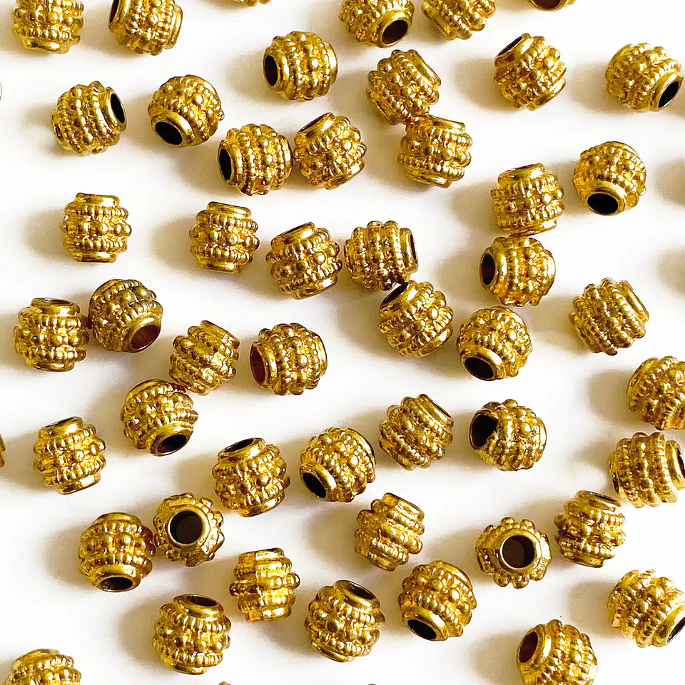 Separador Tubular de Balines • Baño de Oro • 8x6 mm              1