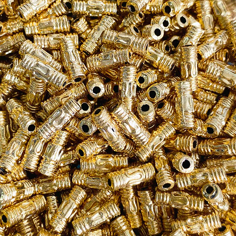 Separador Tubular Alargado • Baño de Oro • 10x3 mm