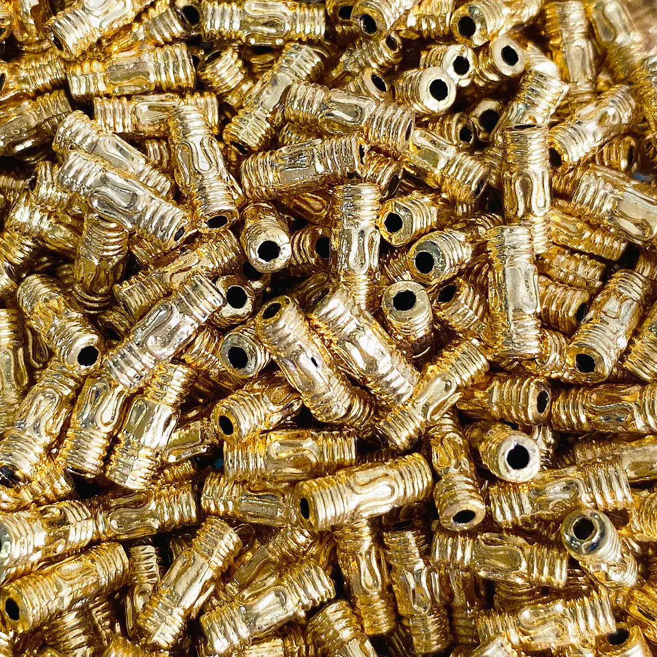 Separador Tubular Alargado • Baño de Oro • 10x3 mm 1