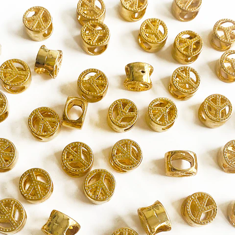 Separador Símbolo de la Paz • Baño de Oro • 10x10 mm